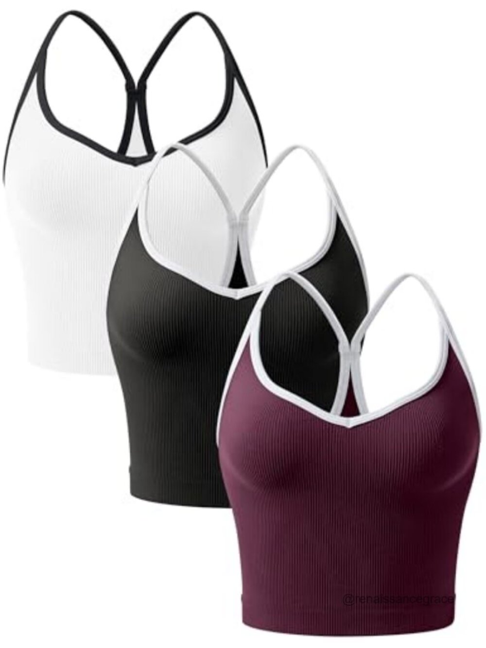 Womens 3PK Crop Tank Tops Seamless Ribbed Sweetheart Neck Racerback Spaghetti